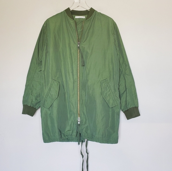 Vince Army Green Oversized Parka Utility Bomber Jacket Women's Size S - Picture 14 of 14